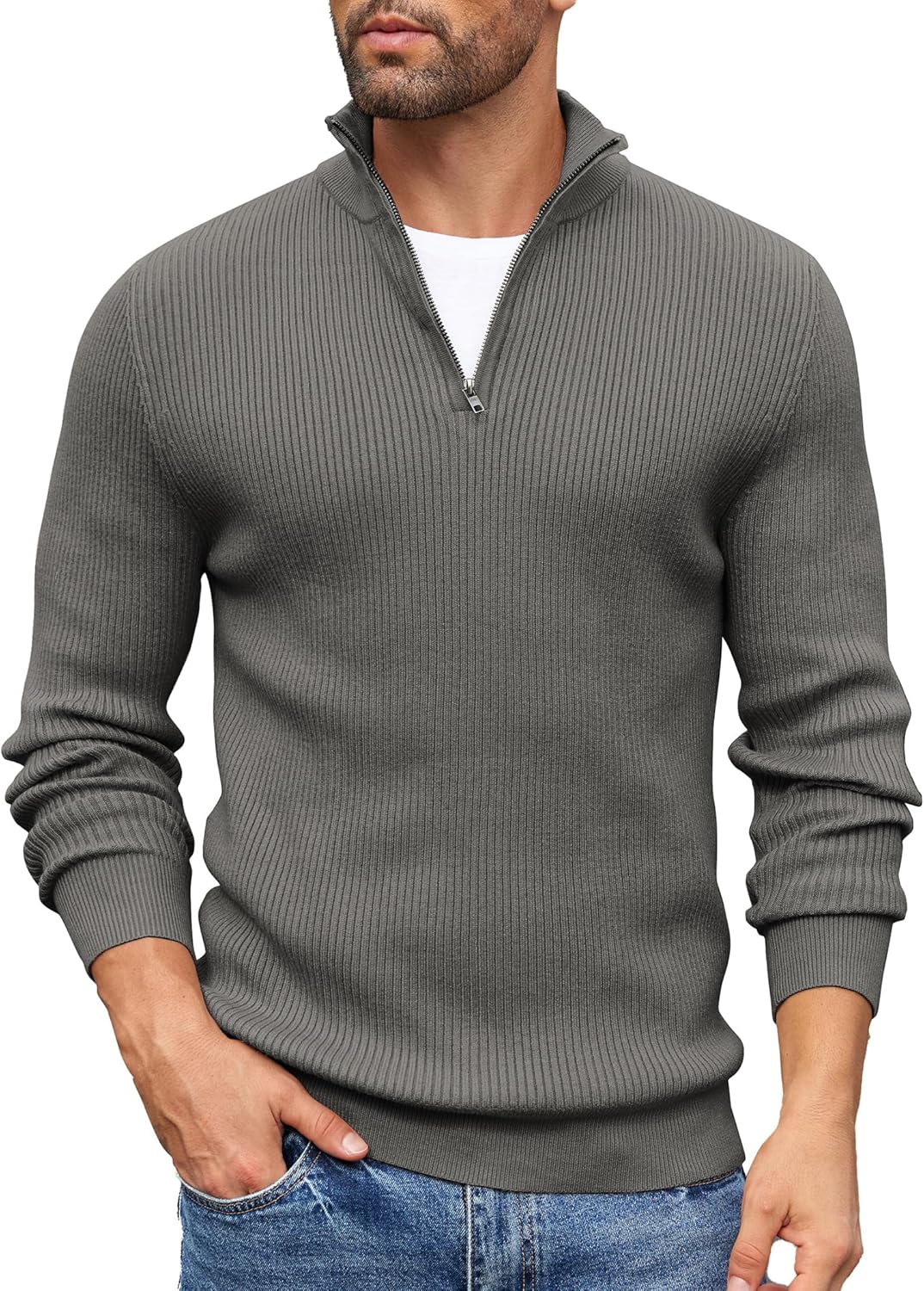 COOFANDY Men's Quarter Zip Sweater for Stylish Comfort