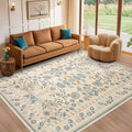 8x10 Area Rug Living Room Rugs - Washable Boho Vintage Floral Low Pile