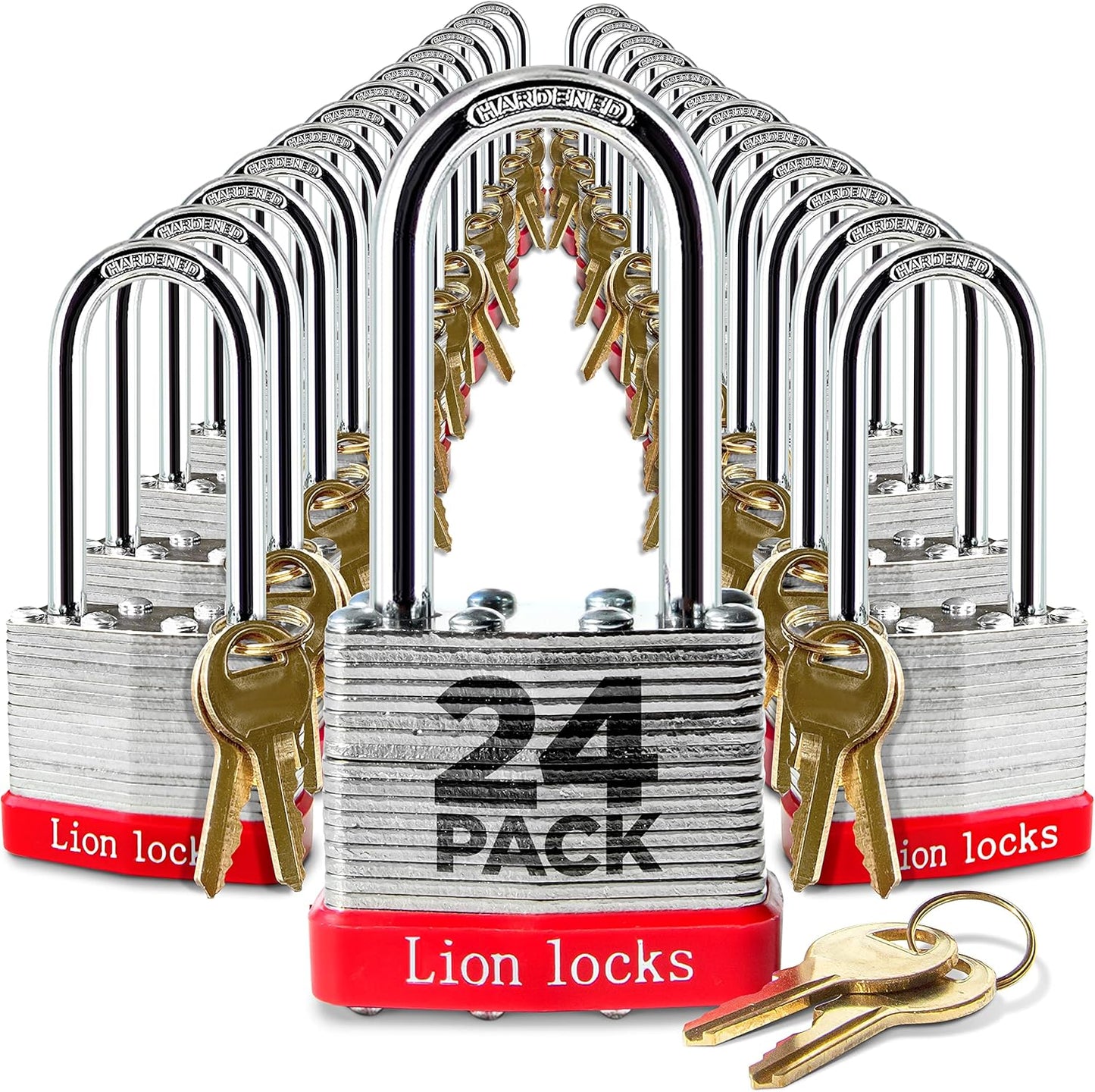 24 Keyed Alike Padlocks with 2in Long Shackle for Security
