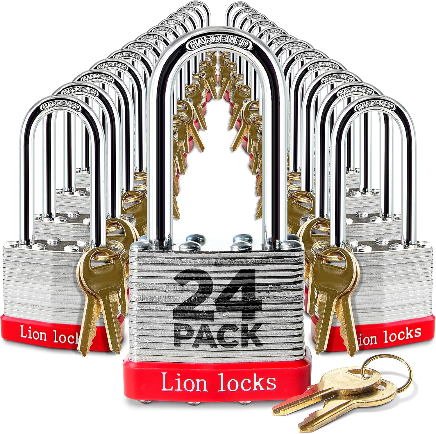 24 Keyed Alike Padlocks with 2in Long Shackle for Security