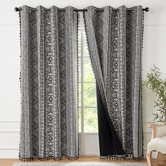 Boho Blackout Curtains by ColorBird - Thermal Insulated 84 Inch