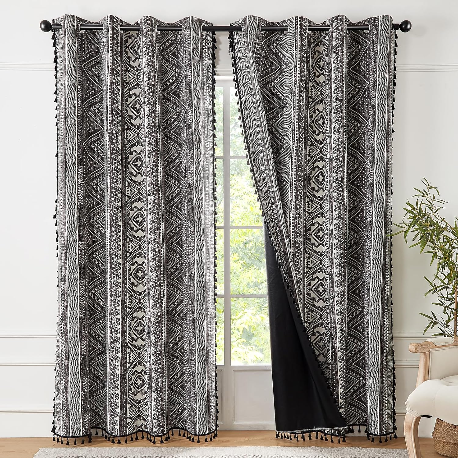 Boho Blackout Curtains by ColorBird - Thermal Insulated 96 Inch