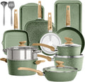 17 Piece Pots and Pans Set Non Stick Granite Cookware - Healthy