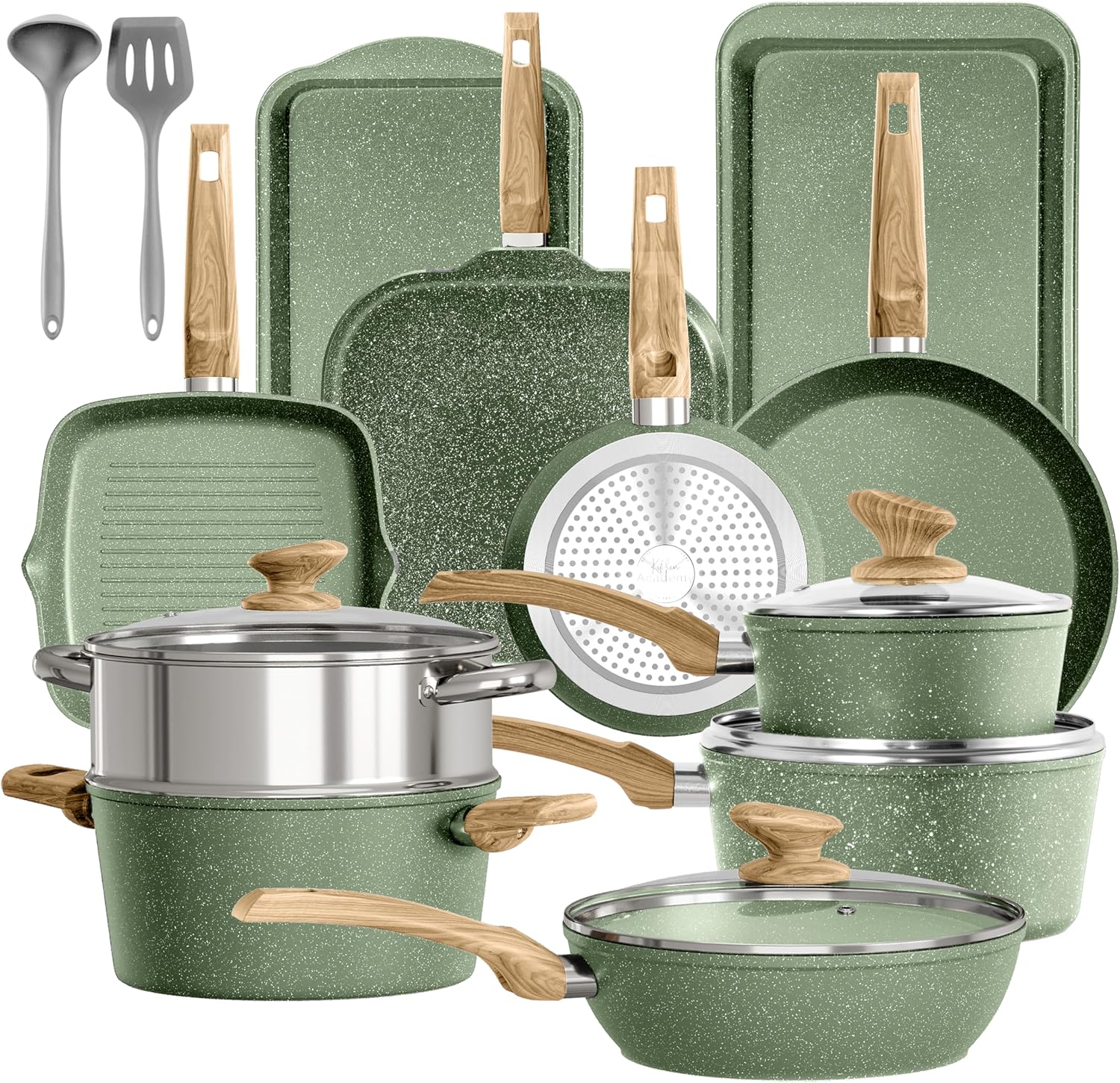 17 Piece Nonstick Pots and Pans Set for Healthy Cooking