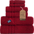 Hawmam Linen Burgundy 6 Piece Bath Towels Set - Soft Turkish Cotton