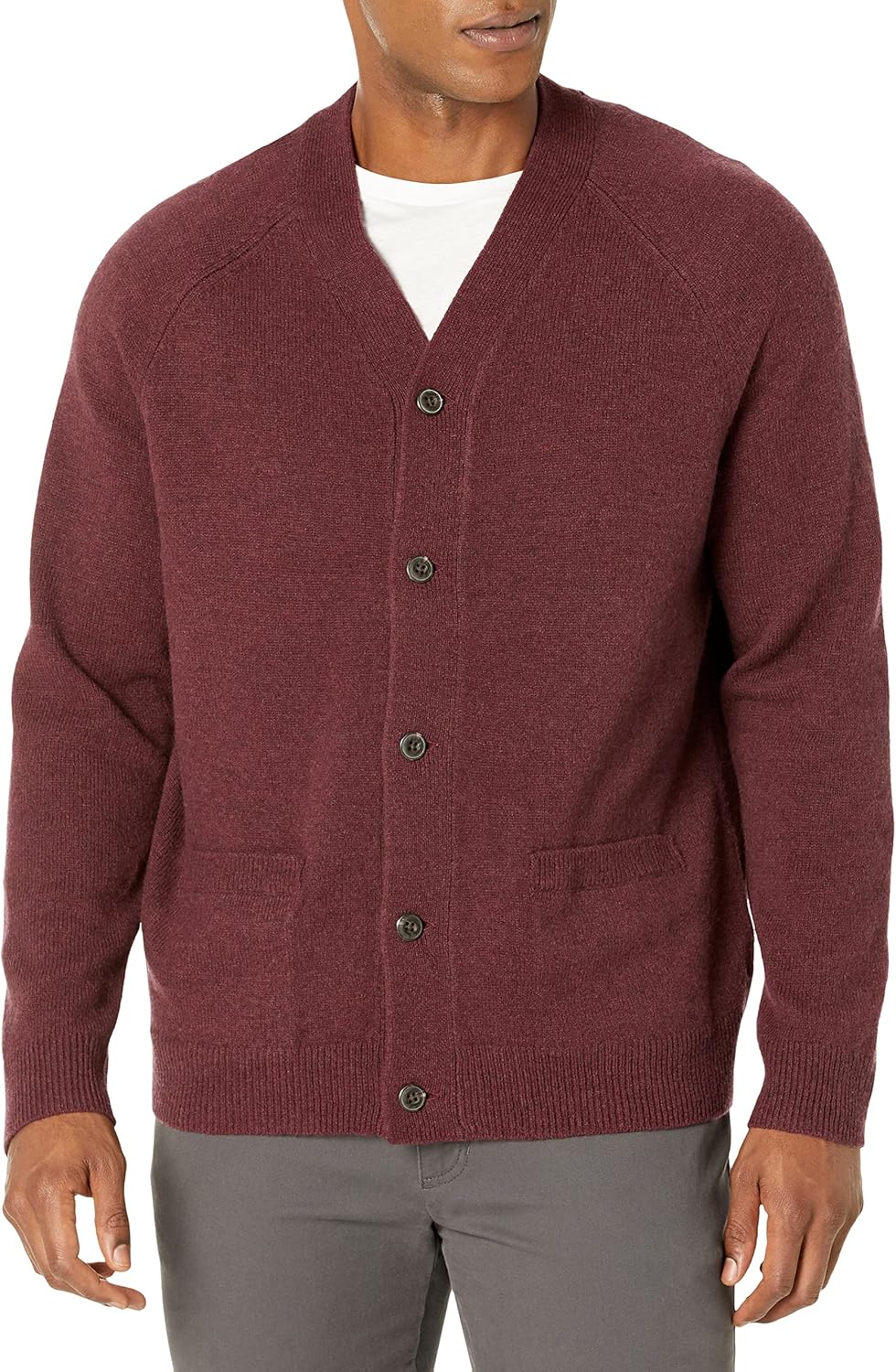 Comfortable Lambs Wool V-Neck Cardigan Sweater for Men