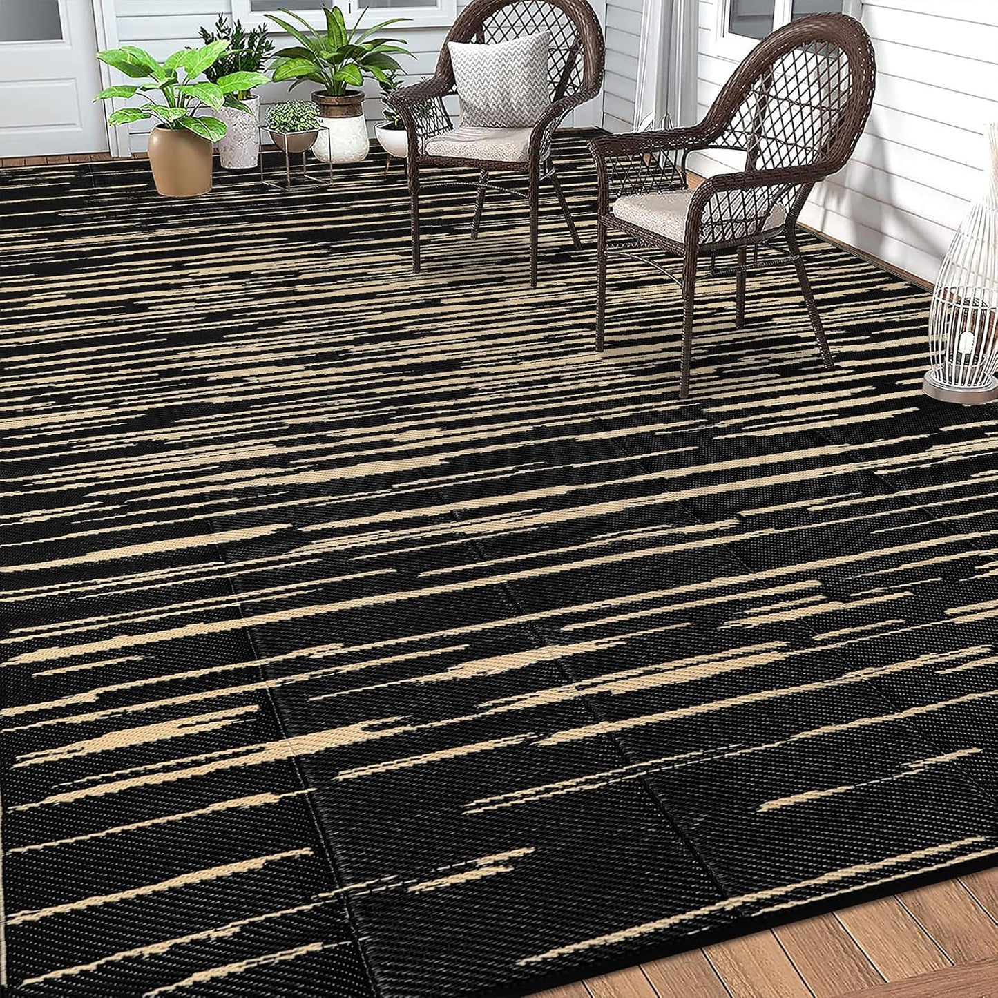 HEBE Outdoor Rug 8ftx10ft Waterproof for Patios and Camping