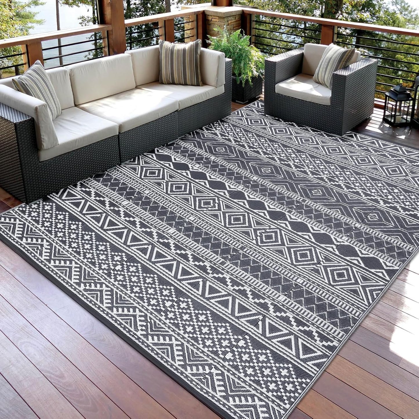 GarveeHome Outdoor Rug 9x12 Waterproof for Patio and Camping