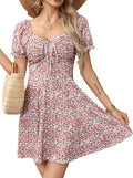 Women's Puff Sleeve Floral Mini Dress by Missufe for Seasonal Style