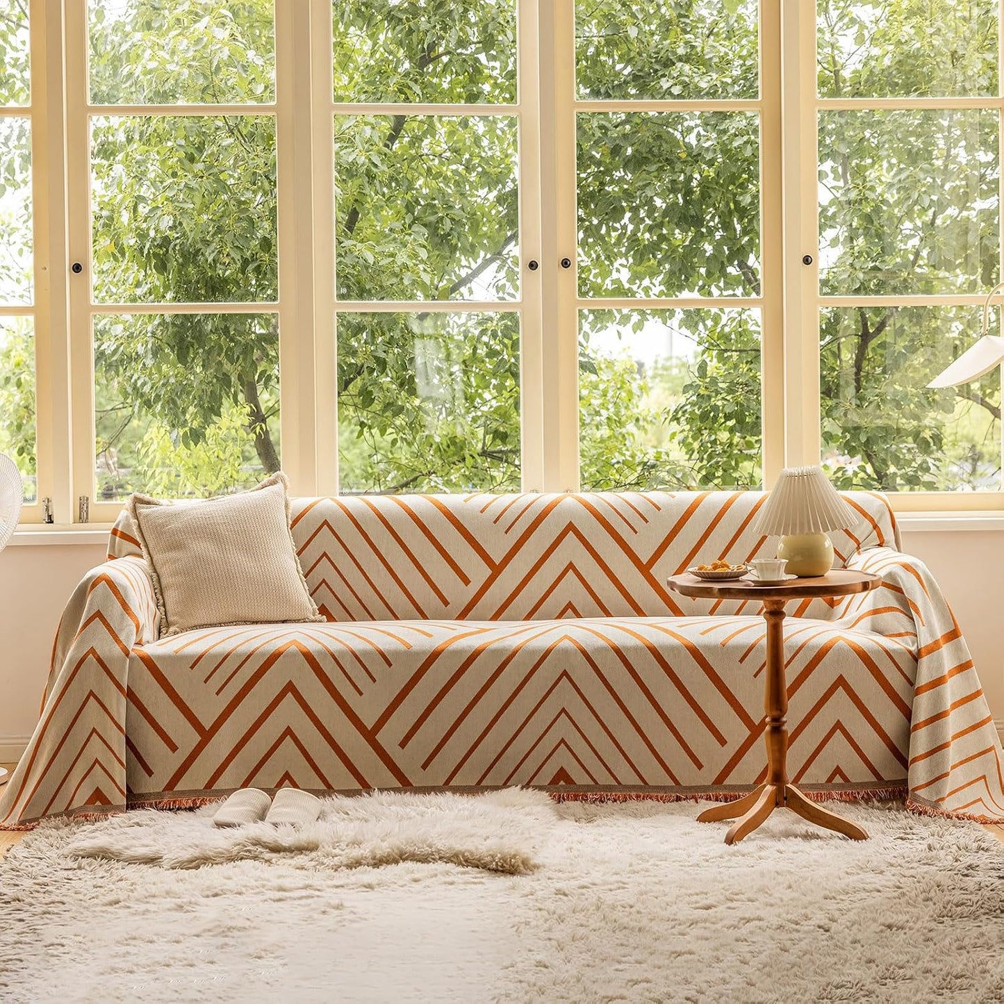 Boho Farmhouse Couch Cover for 2 Cushion Sofa 60ft to 75ft in