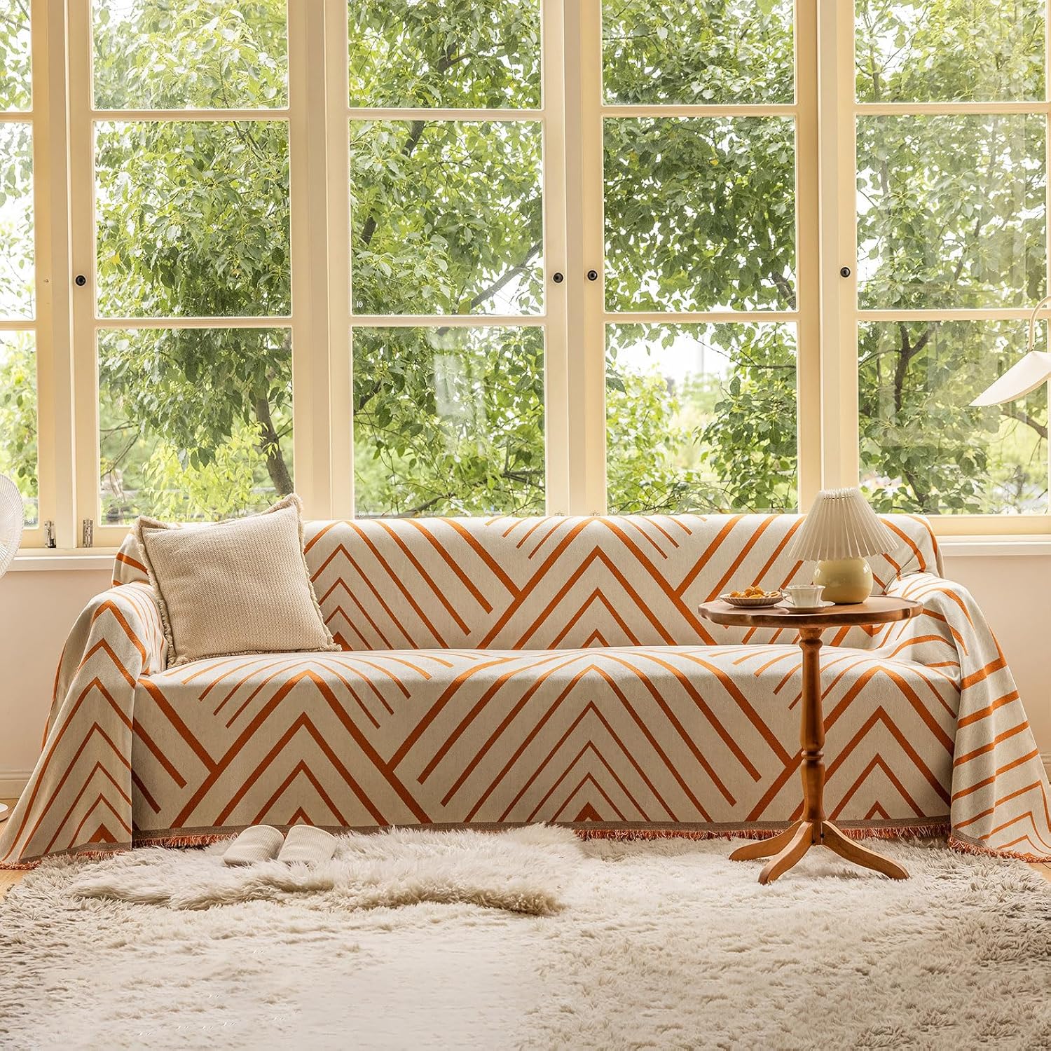 Boho Farmhouse Couch Cover for 2 Cushion Sofa 60ft to 75ft in