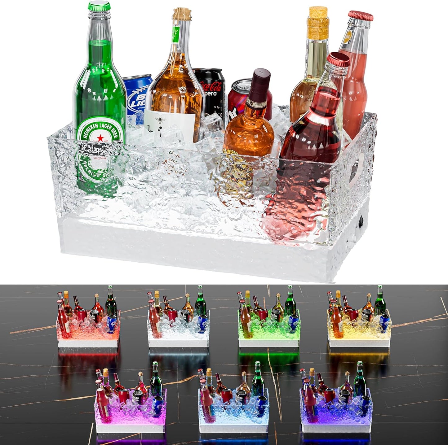 Plastic Ice Bucket Beverage Tubs for Parties with LED Lights