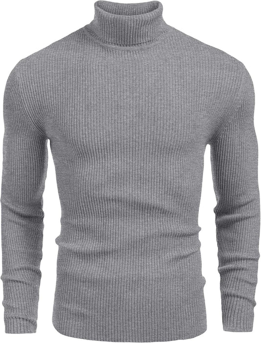 COOFANDY Mens Ribbed Slim Fit Knitted Turtleneck Sweater