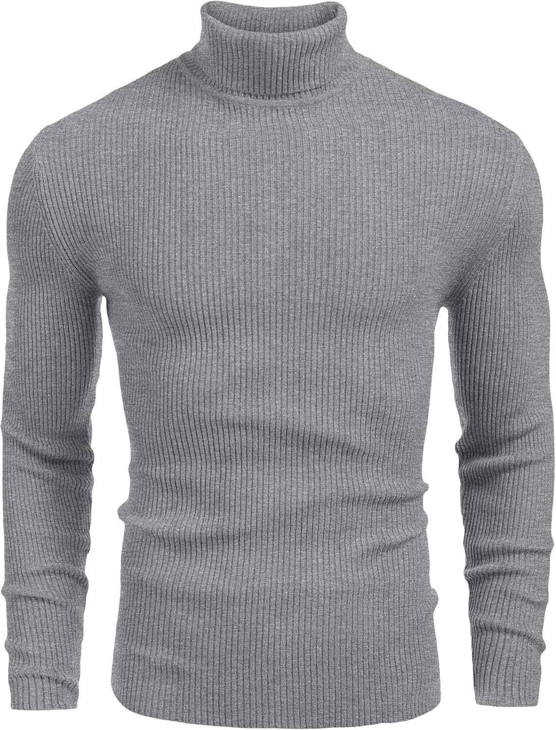 COOFANDY Mens Ribbed Slim Fit Knitted Pullover Turtleneck Sweater