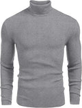 Mens Ribbed Slim Fit Knitted Pullover Turtleneck Sweater - Warm Slim