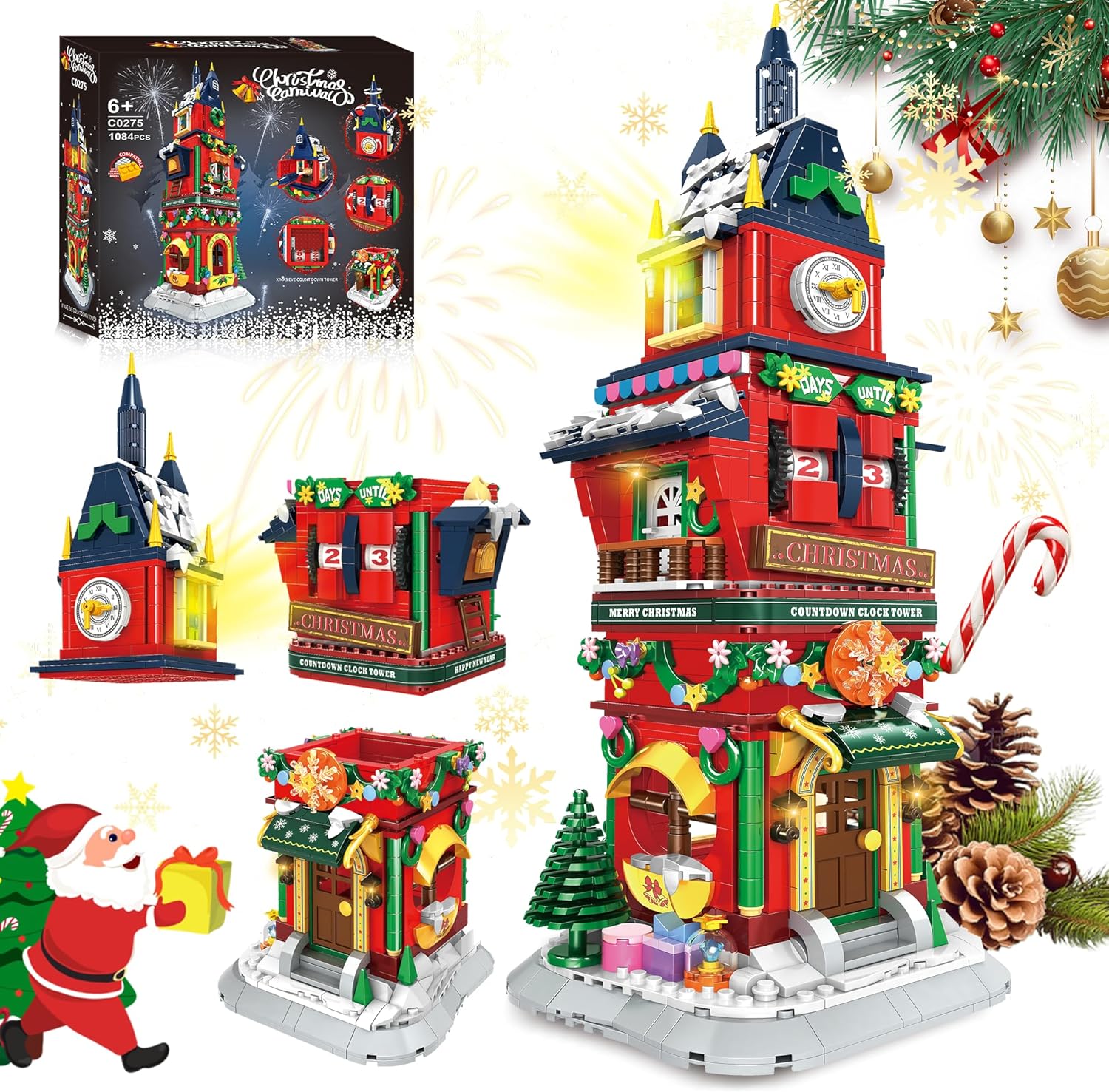 Christmas Countdown Tower House Building Toys for Holiday Fun