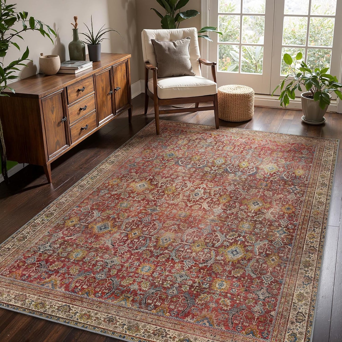 8x10 Area Rug Machine Washable Boho Rug for Living Room