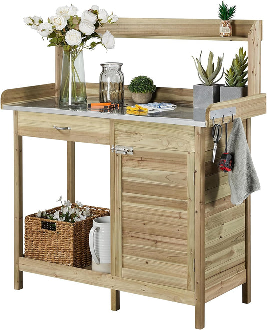 Yaheetech Outdoor Potting Bench Table for Garden Work Station