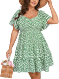 Womens Plus Size Casual Mini Dress with Sweetheart Neckline