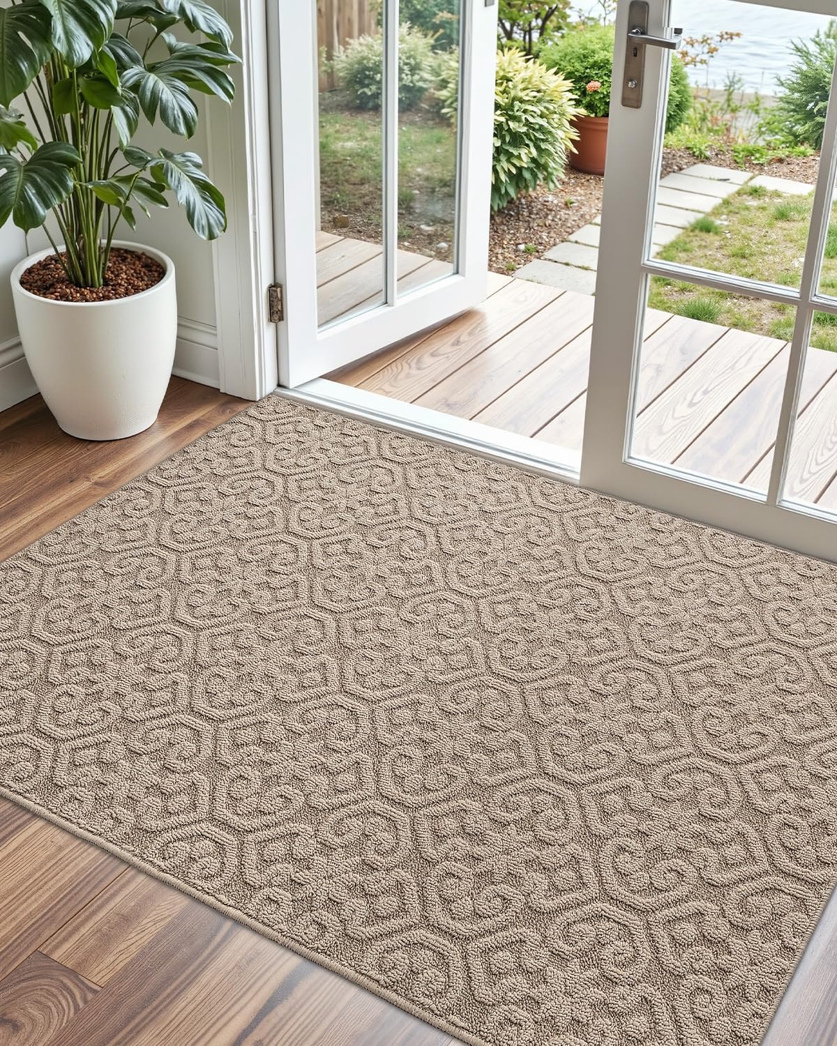 DEXI Non Slip Entryway Mat 3x5 ft Large Washable Dirt Trapper