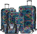 LARVENDER Luggage Sets 6 Piece Leopard Multicolor - Expandable Travel