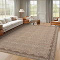 Scalloped Washable Rug 8x10 Area Rug - Soft Non-Slip Coffee