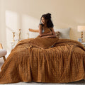 Wonderful Luxury Velvet Quilt - Striped Channel Stitch Caramel Quilt