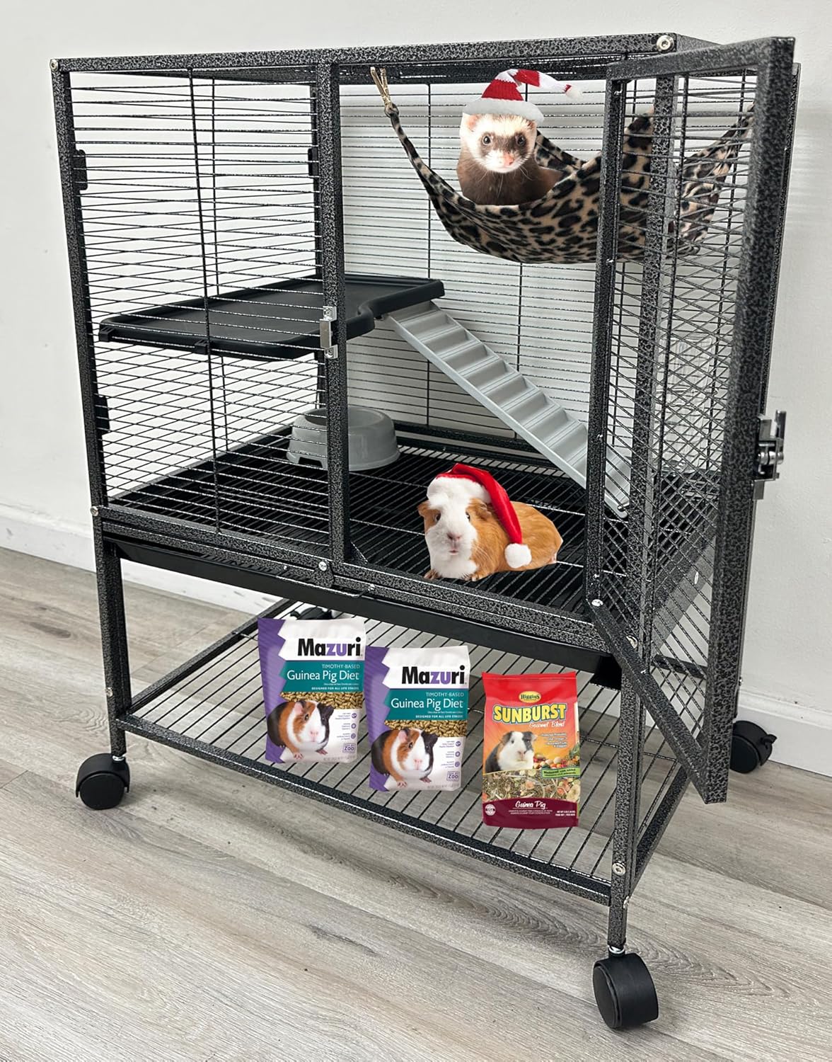 Deluxe Two Tiers Small Animal Critter Cage for Ferrets and More