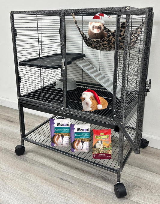 Deluxe Two Tiers Small Animal Critter Cage for Ferrets and More