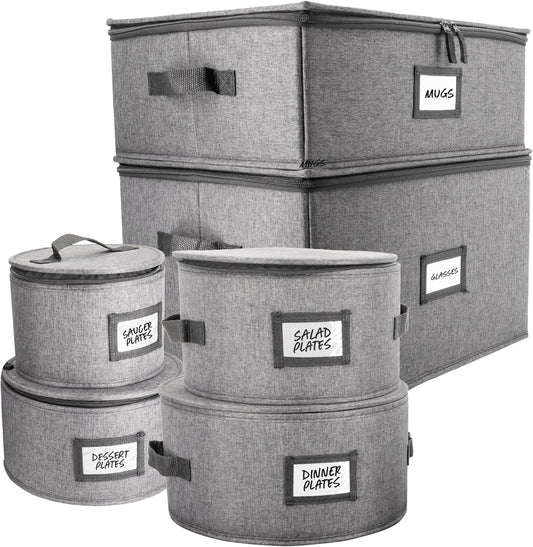 Durable 6-Piece Hard Shell China Storage Containers for Dinnerware