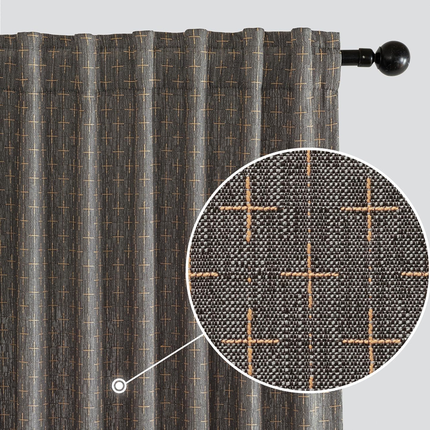MIULEE Decorative Back Tab Linen Curtains for Modern Homes
