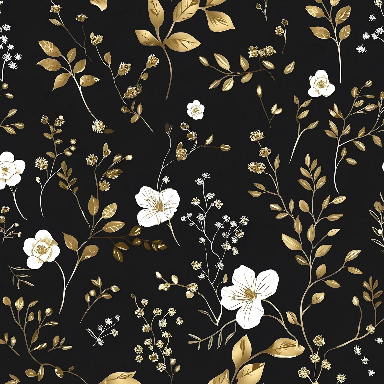 Black Floral Wallpaper Peel and Stick for Vintage Home Decor