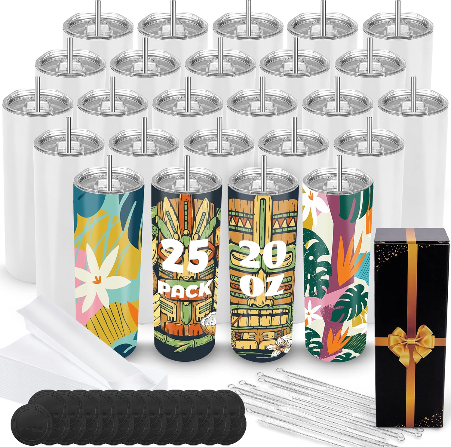 25 Pack 20 Oz Sublimation Tumblers for Custom Heat Transfer