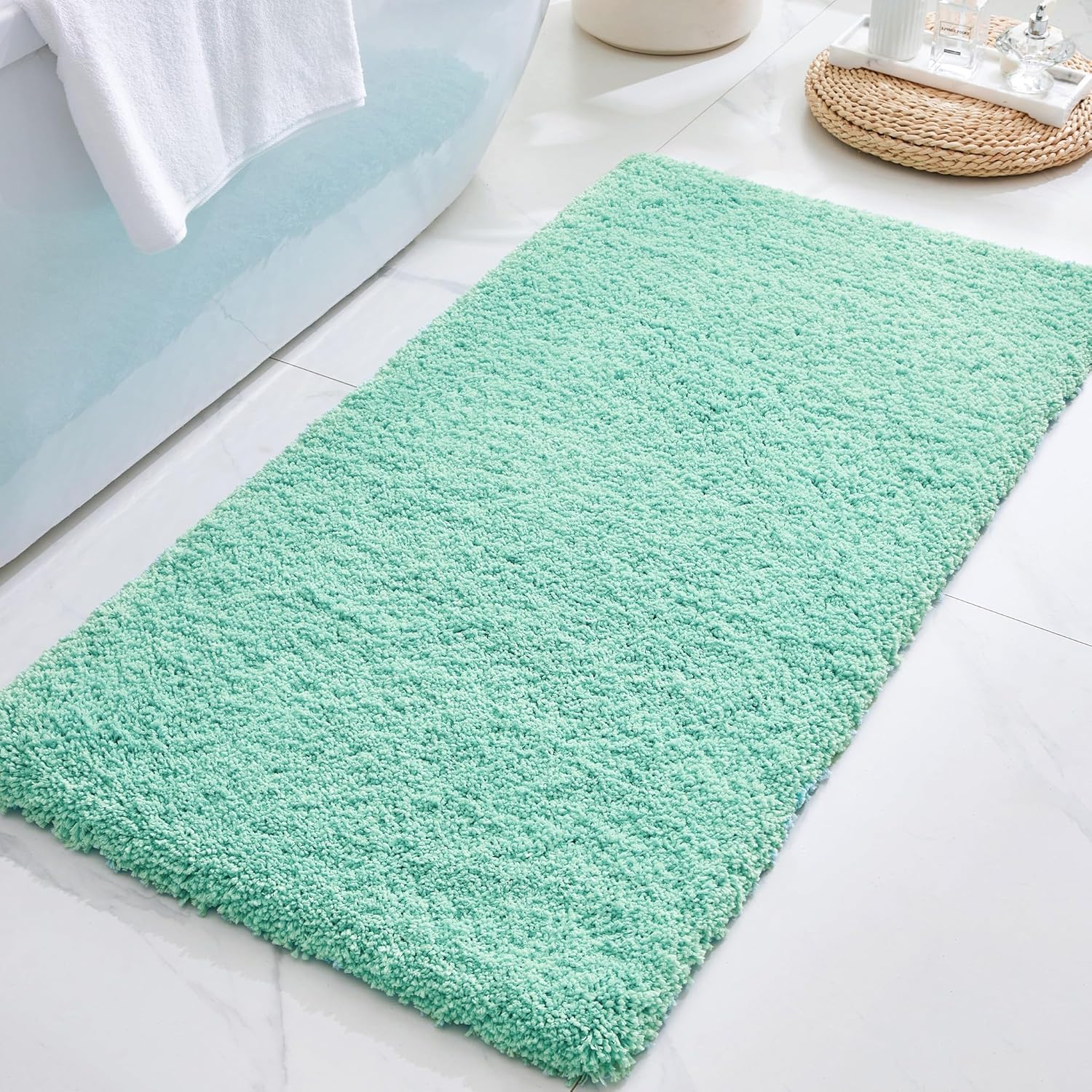 ILANGO Spa Blue Bathroom Rugs Non Slip Super Absorbent Thick Soft