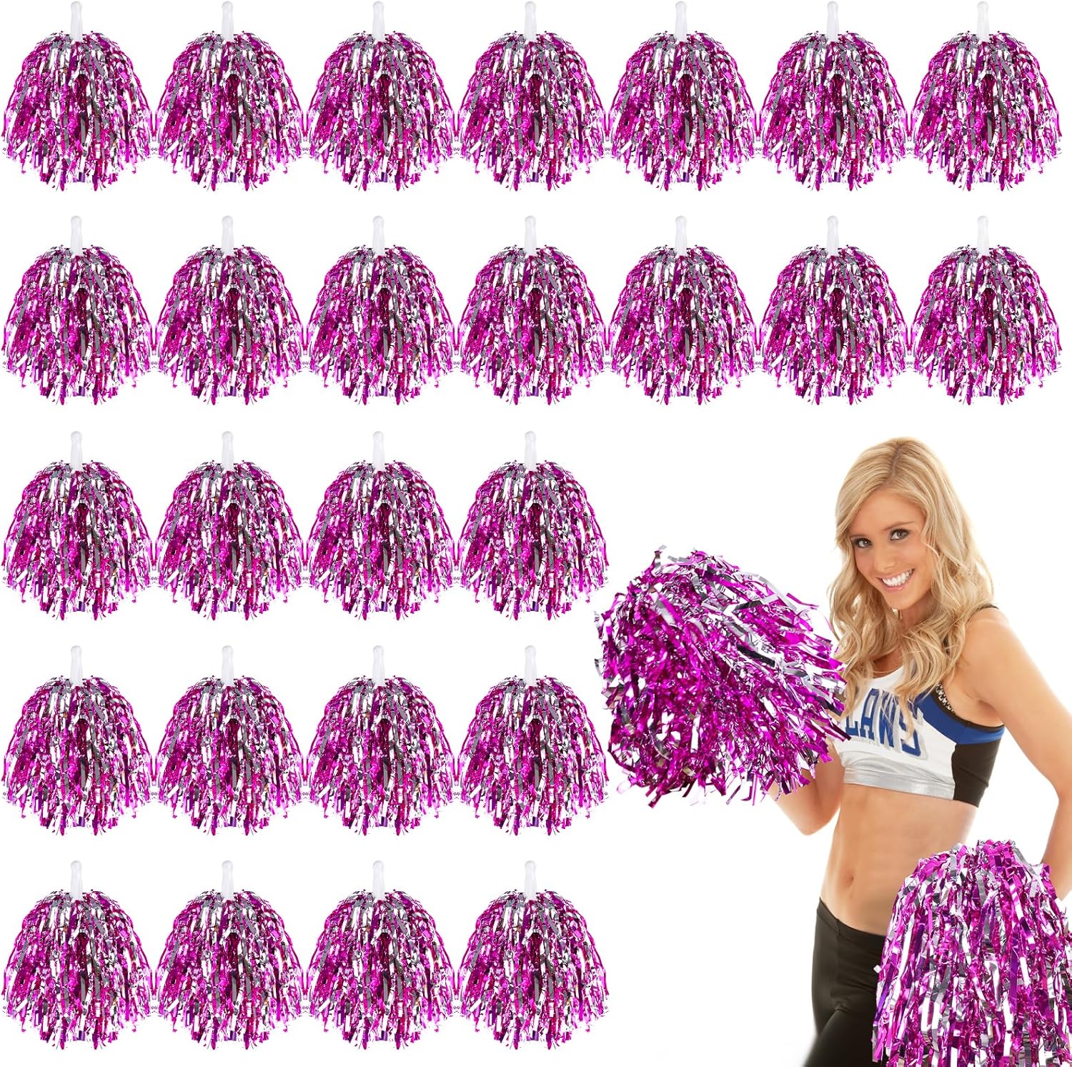 48 Pack Cheerleading Pom Poms Kit for Spirited Team Fun