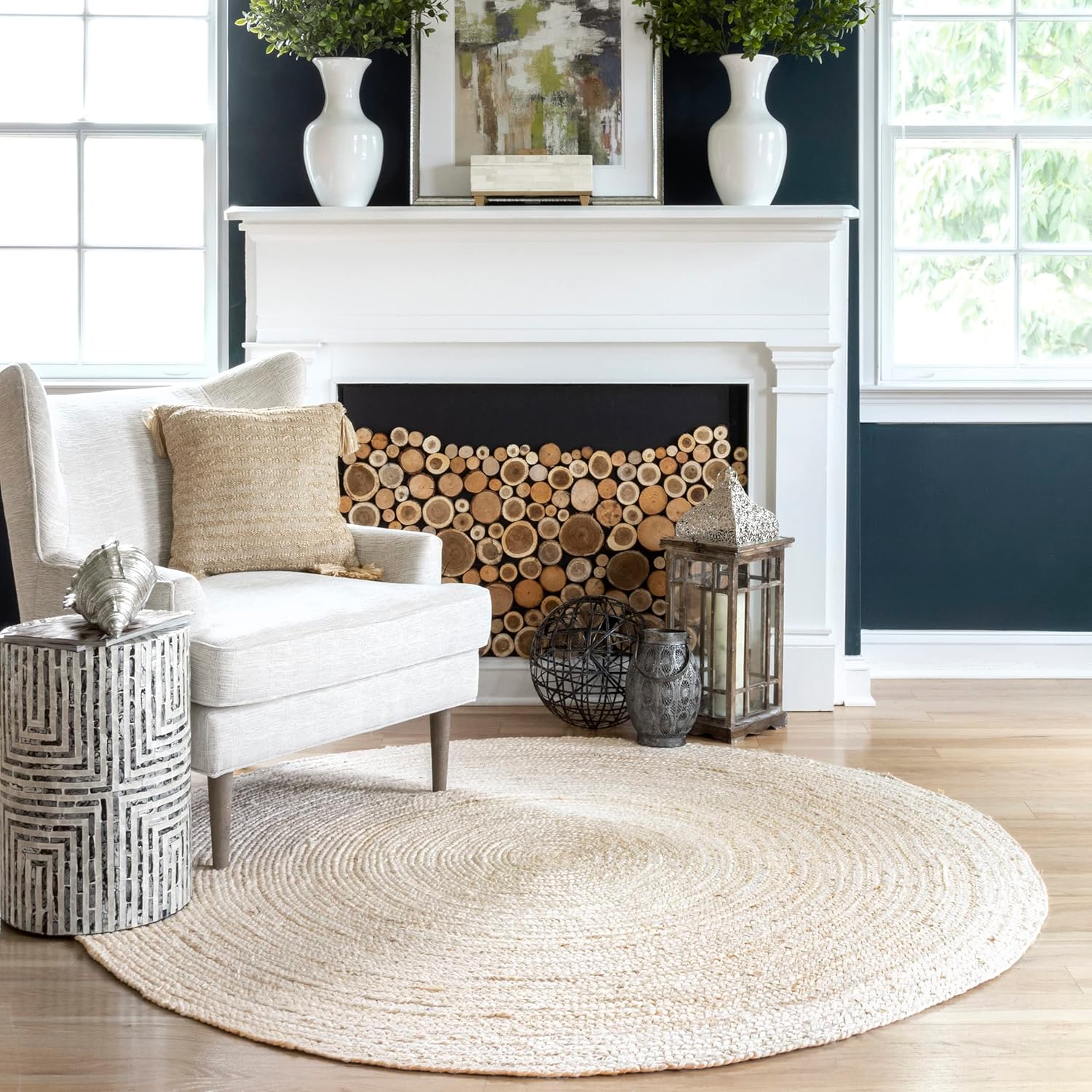 nuLOOM 4 Round Rigo Jute Hand Woven Area Rug for Home Decor