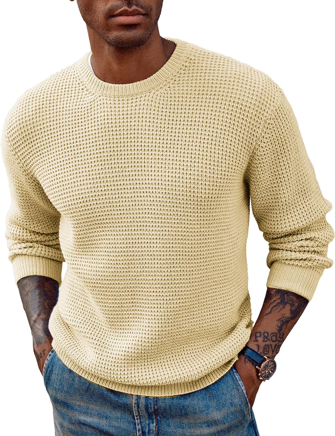 PJ PAUL JONES Mens Crewneck Pullover Sweater for Comfort
