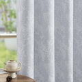 Grey Floral Jacquard Blackout Curtains 63 in Length - Block Light