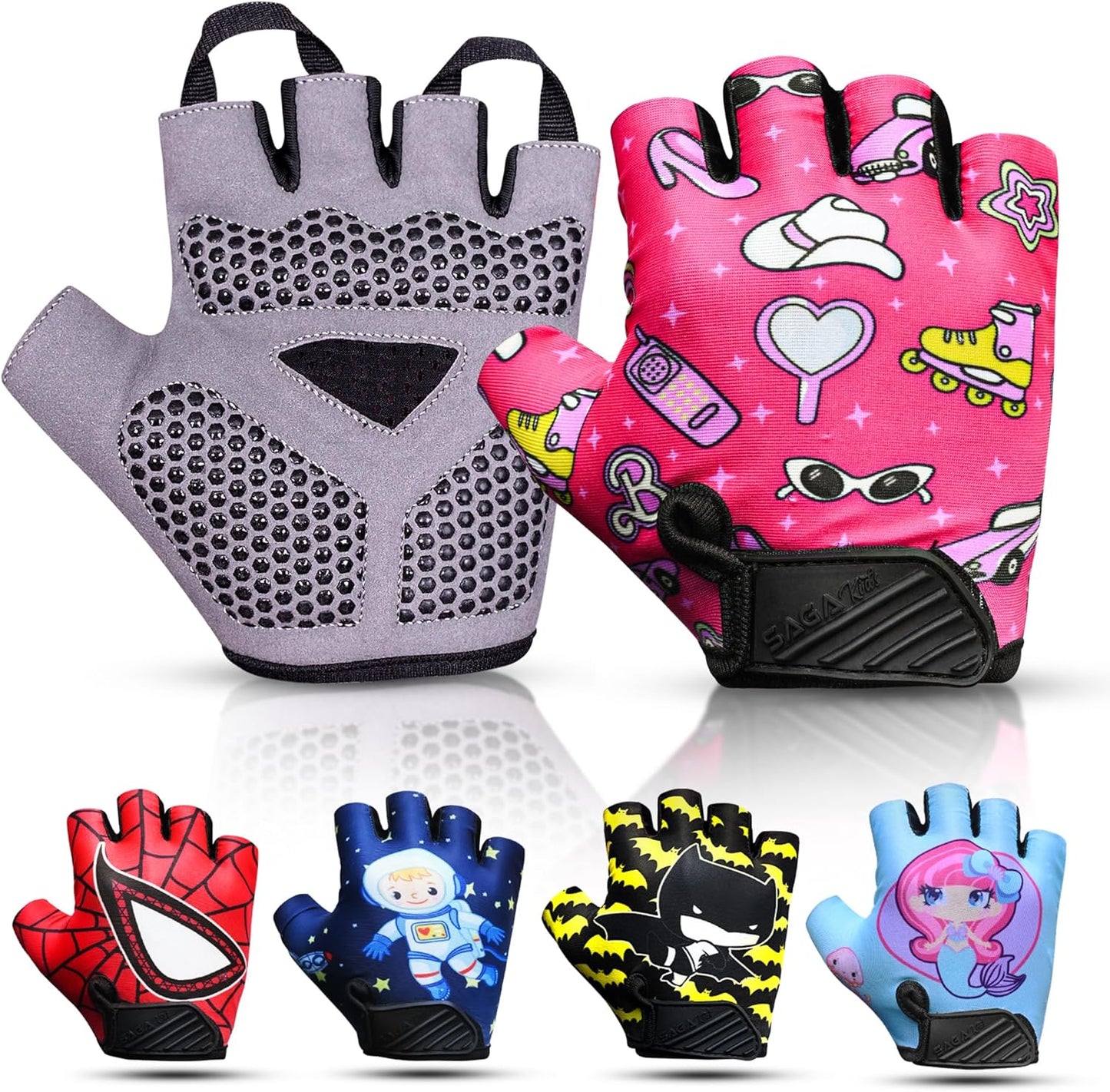 SAGA SPORTS Kids Non-Slip Padded Cycling Gloves