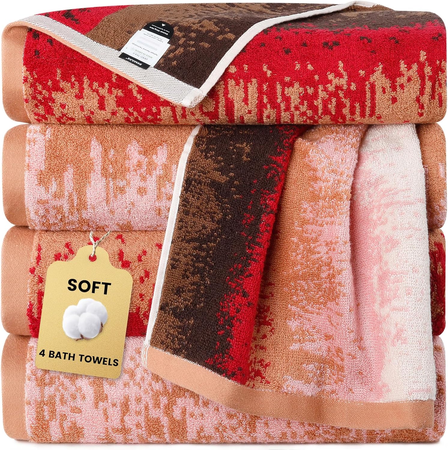 SEMAXE 4-Pack Luxury Bath Towels - Soft, Absorbent, Quick-Drying