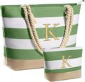 Beach Bags for Women Canvas Tote - Personalized Initials & Large