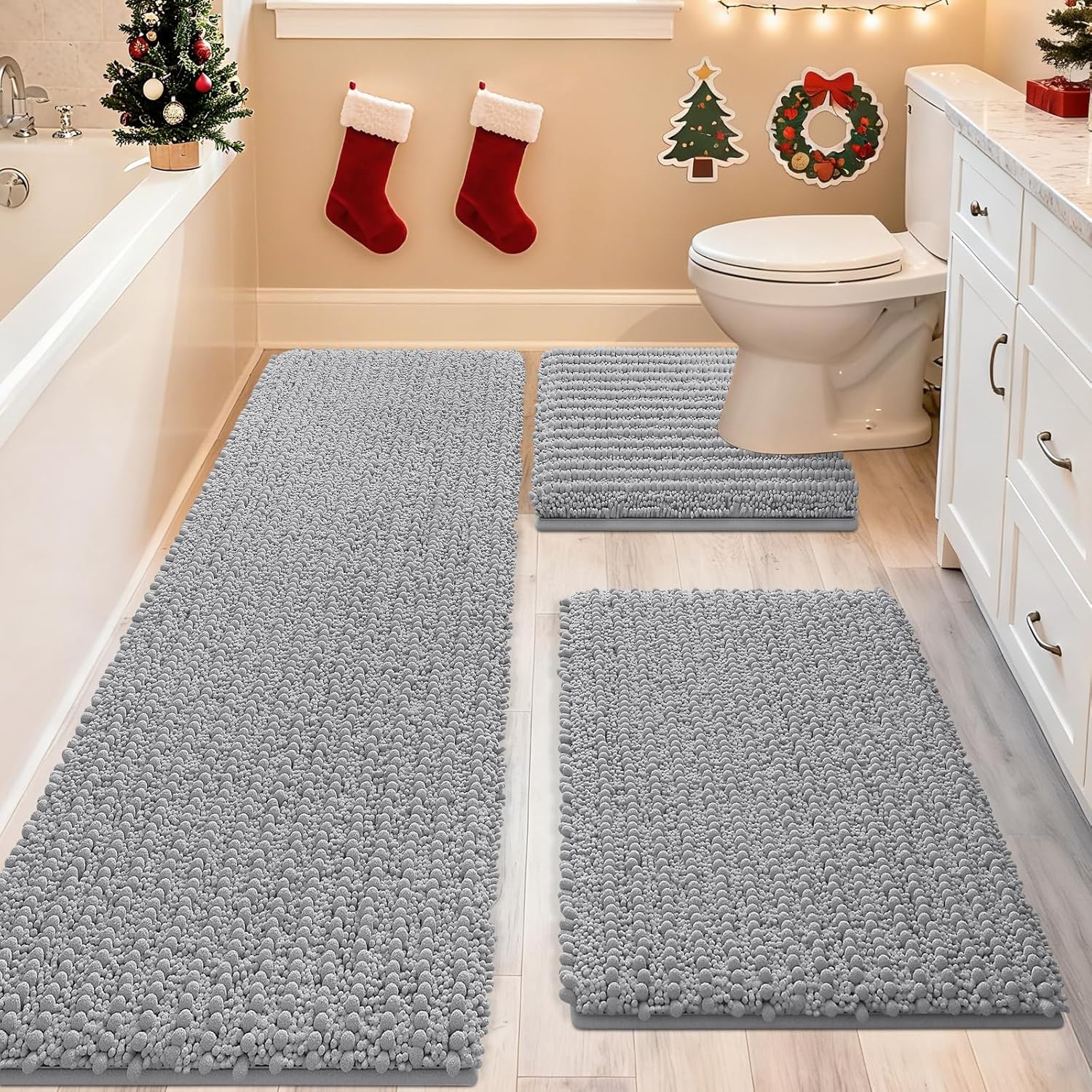 Extra Large Light Grey Bathroom Rug Set for Ultimate Comfort