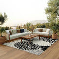 Nourison Aloha Indoor/Outdoor Black White 9x12 Rug - Tropical Texture