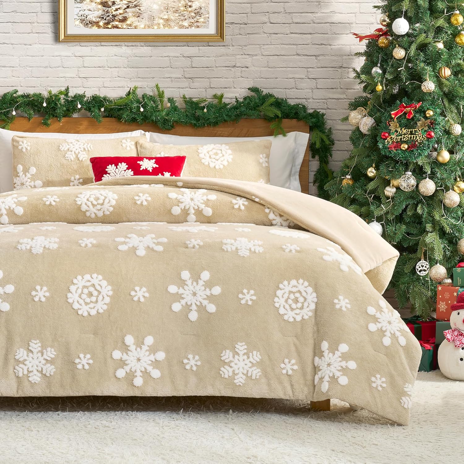 Amelie Home Christmas Comforter Set Queen for Winter Warmth