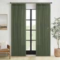 Pinch Pleated Olive Green Linen Curtains 84 in 2 Panels Set - Tailored