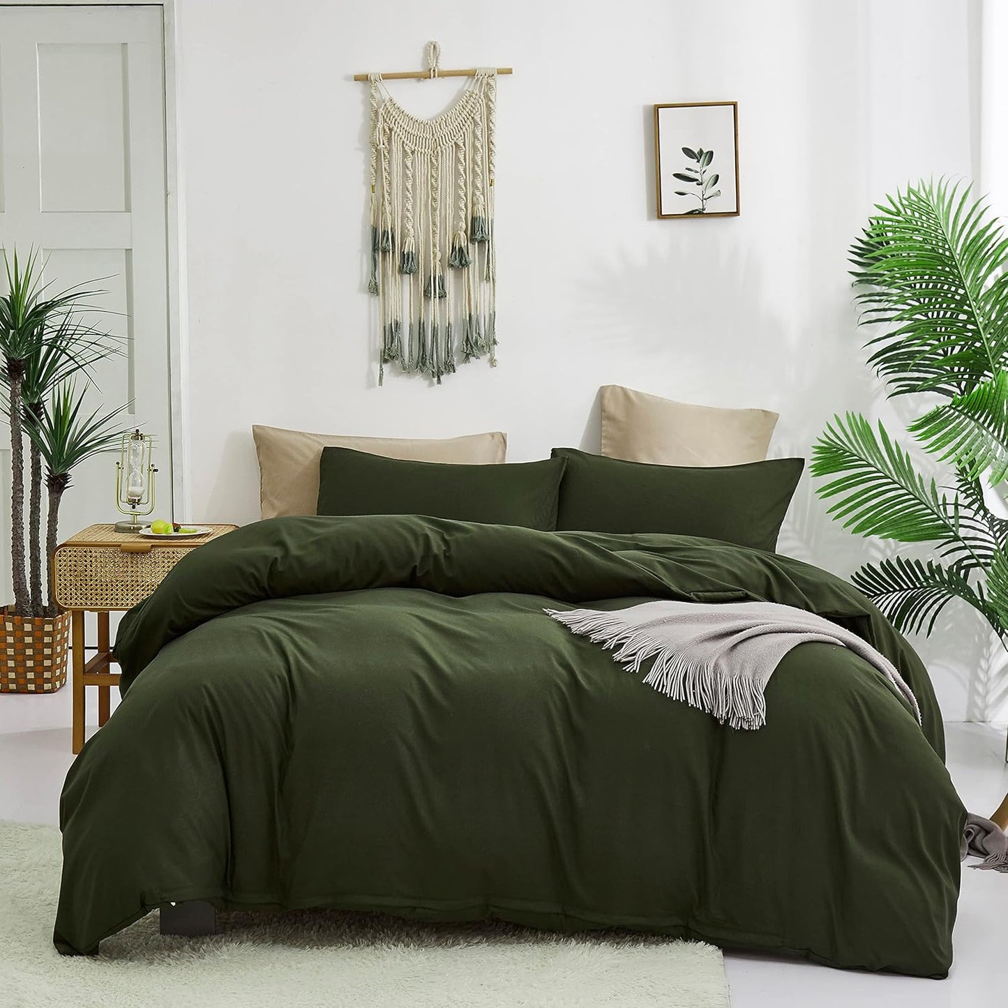 Cottonight Army Green Comforter Set for California King Beds