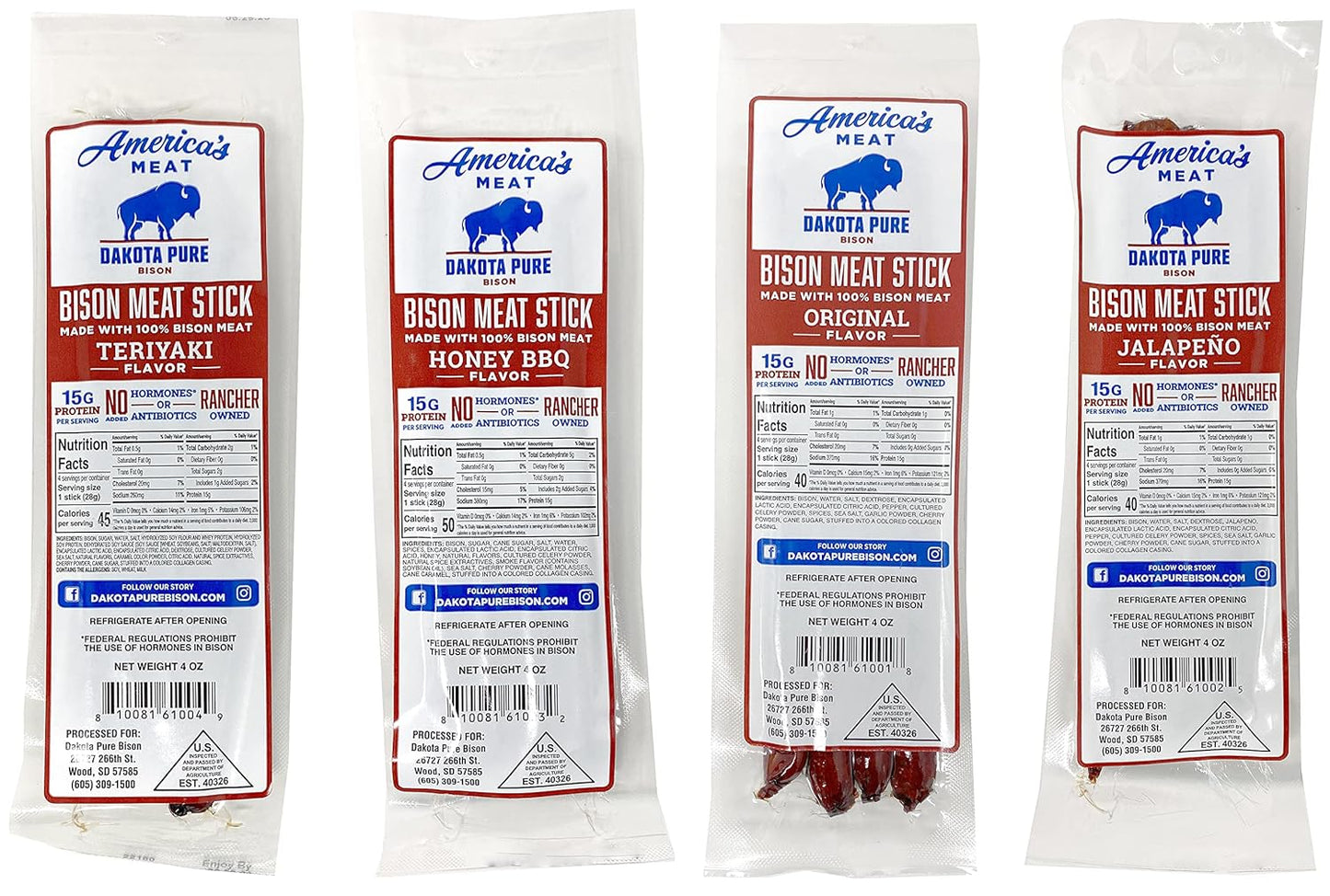 Dakota Pure Bison Meat Stick Variety Pack - High Protein Snacks