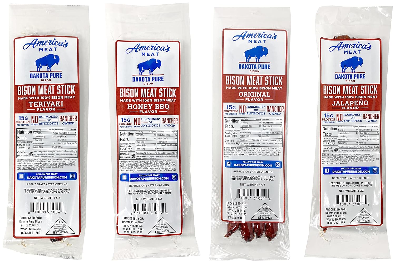 Dakota Pure Bison Meat Stick Variety Pack - High Protein Snacks