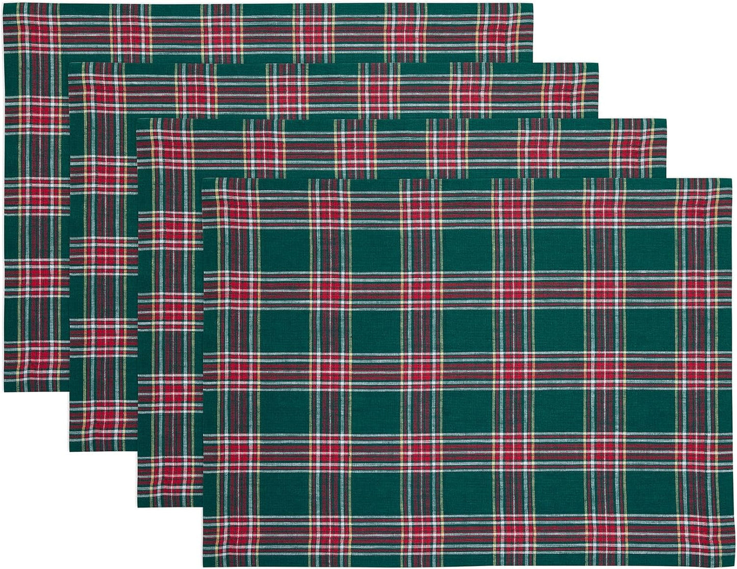 Solino Home Christmas Placemats Set of 4 - Green Tartan