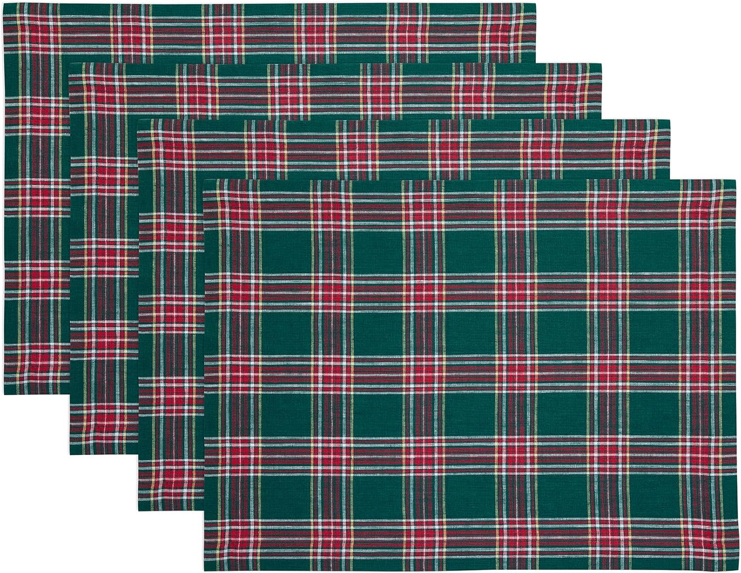 Solino Home Christmas Placemats Set of 4 - Green Tartan